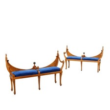 Bancs Anciens Style Biedermeier Merisier Autriche XXe Siècle Originaux