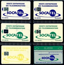 CENTRAFRIQUE - Lot de 6 cartes téléphoniques