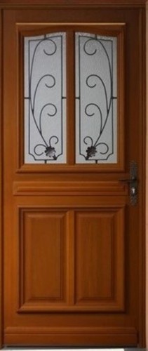 Porte entrée bois vitrée - bois,