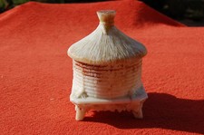  magnifique ancien pot a sucre  miel ruche abeille opaline 