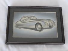 Vintage Jaguar XK140 Photo Hand Colored Automobile Photograph Sports Car