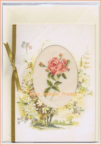 Carte brodée main - carte,