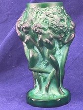 Hoffman Schlevogt Lalique style Czech malachite glass vase