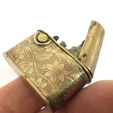 -34- Antique Reqeliter Semi Auto Petrol Lighter - CHISELED ? - Vintage Lighter