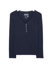 Ex Fat Face Women’s Long Sleeve Henley Pyjama Jersey Top in Navy