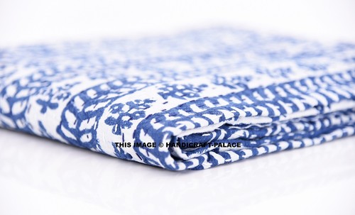 Couverture coton indigo - couverture,