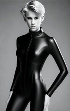 NOIR HANDMADE WETLOOK OVERALL 3 WAY ZIP catsuit wetlook black