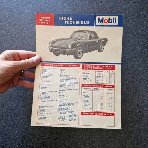 Triumph spitfire fiche - triumph,