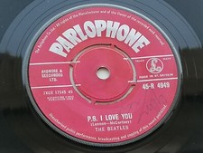 THE BEATLES  1962 UK 45 LOVE ME DO  RED PARLOPHONE 45-R 4949  1 A  1 O  STAMPERS