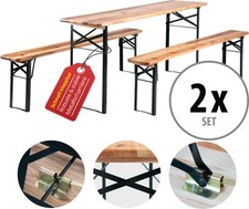 2x Ensemble Brasserie Table Banc Bois Pliable Meuble Jardin Terrasse Fete Bar