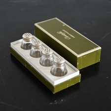 Set of 4 Christofle Solid Silver Vintage Pearl Salt Shakers France