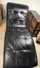 Comfortable black leather chaise lounge in good condition 36"H X 29"W x 74"L