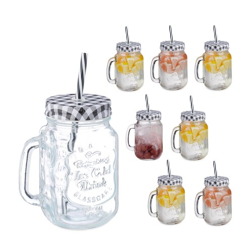 Verre avec paille set 8 - verre,