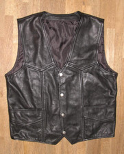 Homme- Gilet en Cuir/ Motard- Noir En Cuir Lisse Env. Taille 50
