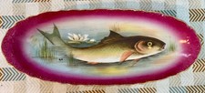 Très grand plat à poisson ancien signé en porcelaine de Limoges - Début 20ème