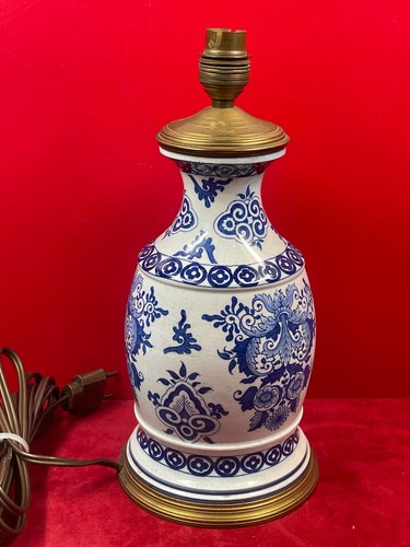 Lampe vintage faïence bleu - en,