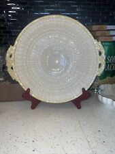 Belleek Handled Serving Platter Limpet Shell Shine With Cob Yellow Rim. 10"