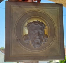 Tête du CHRIST  bas-relief Sculpture en marbre de carrare translucide vers 1900