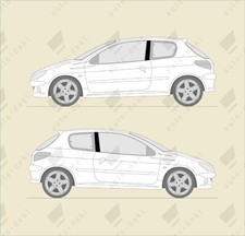 Fits Peugeot 206 GTI RC - GLOSS BLACK 3dr B Pillar Vinyl Sticker Decals *NEW*