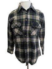 Lord & Taylor Chemise Flanelle Laine Carreaux Vert Bleu Marine L Vintage |254S