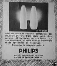 1964 PHILIPS DIVES SATIN OPAL SCONCE TEAK ARM - ADVERTISING 