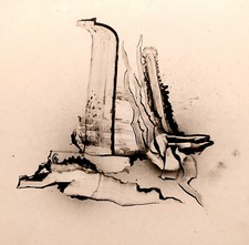 VALICA TABLEAU  ABSTRAIT SIGNE NOIR BLANC ABSTRACT SIGNED ARTWORK VIDE ATELIER