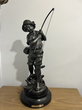Antique Bronze French Sculpture “Le Jeune Pecheur” By L.F. Moreau