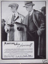 ADVERTISEMENT 1929 COAT SALF ET SPORSALF - FRENCH LODEN - ADVERTISING
