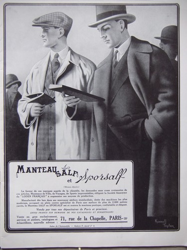 Publicité 1929 manteau salf - publicitÉ,