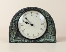 Pendule de Cheminée Art Nouveau en Bronze Massif Jugendstil patine vert de gris