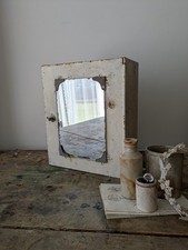 Vintage 1920s 30s Bathroom Metal Medical Wall Cabinet with Mirror Retro White 