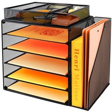 Bac à courrier à 6 Niveaux avec Porte-Documents Vertical, Organiseur de fichi...