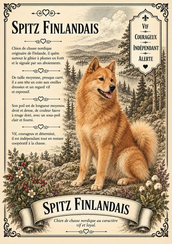 Affiche spitz finlandais - affiche, a4