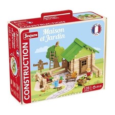Maison et Jardin 135 Pieces - JEUJURA - Jeu de Construction en Bois Naturel, Tap