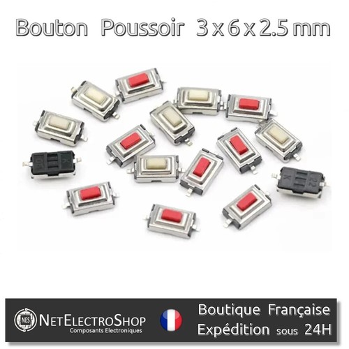 Bouton poussoir cms 3x6x2 - poussoir, 3x6x2.5