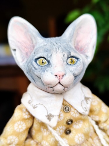Poupée art chat sphynx ooak - d'art,