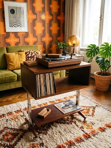 Console vintage bois métal - console, et