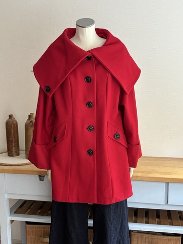 Red wool blend coat - coat, oversize