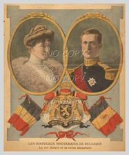 1910 ILLUSTRATION/GRAVURE : PORTRAIT ROI ALBERT et REINE ELISABETH de BELGIQUE