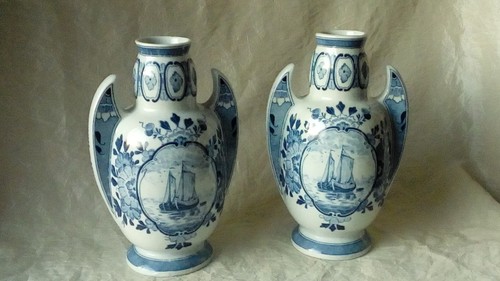 Paire vases faience - vases, de