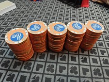 Isle Casino Chipco 1k 44mm Cash Chips. 100 Chips! Neon Orange