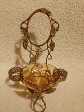 Ancien Baguier XIX eme Napoléon III  verre orangé laiton doré vintage  