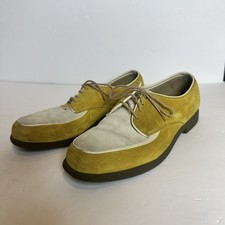Rockabilly Vintage 70s Hush Puppies Chartreuse Suede Leather Oxford Shoes 8.5
