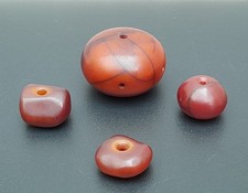 Lot 4 Perles pour collier Berbère véritable Ambre Cherry Beads Amber Afrique 33g