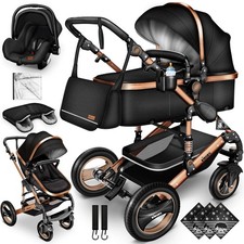 Poussette Bébé 3 en 1 KIDUKU Nacelle Landau Siège Auto Cosy Pliable Légère