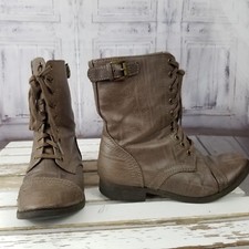 Rampage ankle combat casual boots shoe 6.5 women taupe lace shirley T heel