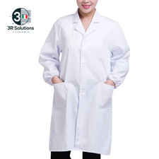 LABORATORY SHIRT Nurse White Unisex Long Sleeve Medical Uniform From