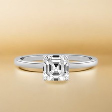 Bague en or blanc 14 carats IGI Lab Grown Asscher Cut 1,10 ct diamant 4 5 6 7