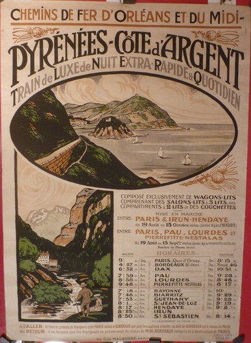 Affiche ancienne chemin - de, fer