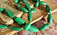 OLD VINTAGE FANCY MALACHITE BEADS NECKLACE 160 gr circa 1940